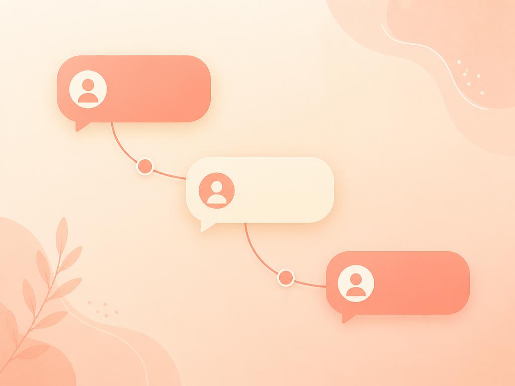 Illustration of three connected chat bubbles representing a flowing conversation